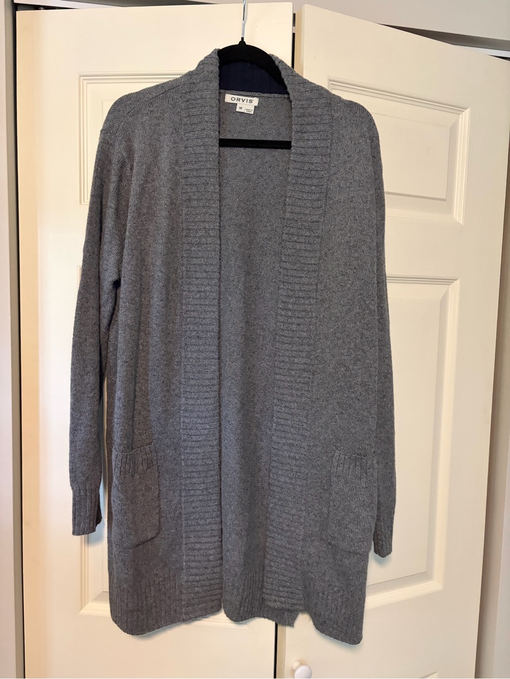 Orvis Women's Gray Open-Front Knit Cardigan Sweater